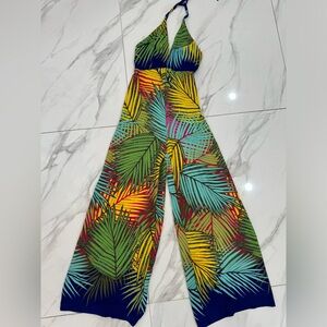 Tropical Leaf Print One Piece